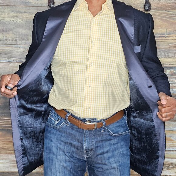 Custom Astor & Black Tuxedo Working Cuffs Dual Vent Blazer Jacket 40R - Picture 6 of 10